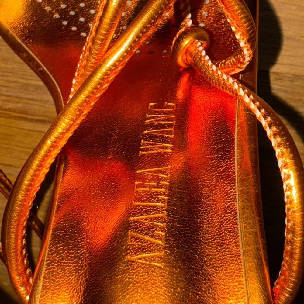 Orange Strappy Women's Heels - Picture 4 of 4